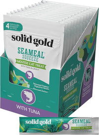SeaMeal Squeeze Tuna Lickable Cat Treats with Seaweed for Skin & Coat - Wet Cat Treats with Digestive & Immune Health Support - Natural, Holistic, Grain Free (48 Squeezes)