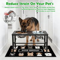 SHAINFUN Elevated Dog Bowls with Slow Feeder & Mat for Medium - Black-3L - image 3