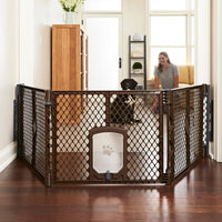MyPet North States Petyard Plus: 3 Ft. Wide Folding Dog Playpen - 3-Panel Barrier / Small Pet Door / Brown