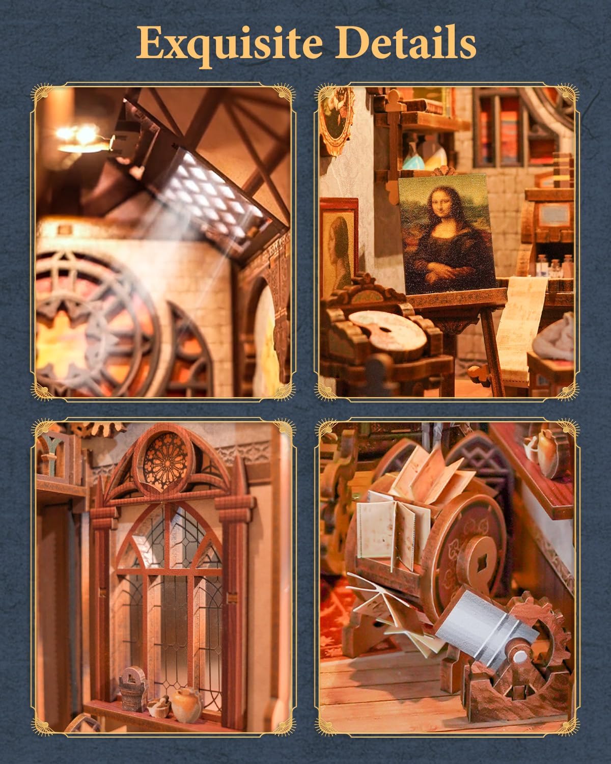 Tonecheer DIY Book Nook Kit 3D Wooden Puzzle Fairy Tale Miniature - Leonardo Da Vinci - image 3