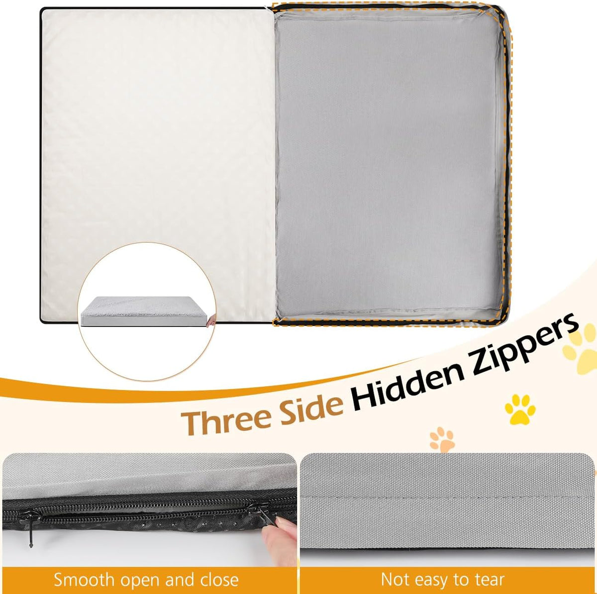 Waterproof Dog Bed Covers Replacement, Cover Only - 35"L x 22"W x 3"H / Grey (With Plush) - image 2