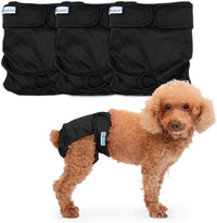 Paw Inspired Washable Dog Diapers, Assorted and White Lining - Black (Black Lining) / Small (3 ct.)