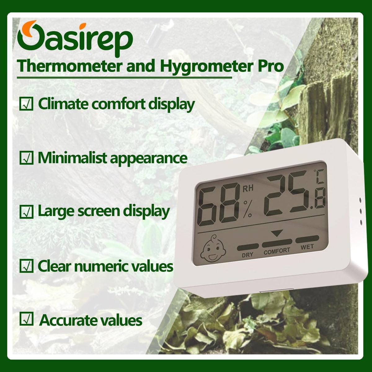 Reptile Thermometer and Hygrometer - KD40-White / 1Pack - image 2
