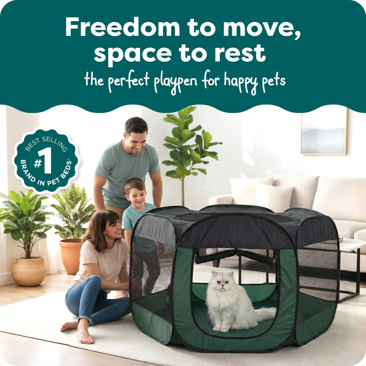 FurHaven Soft-Sided Dog & Cat Playpen - Hunter Green / Extra Large - image 2