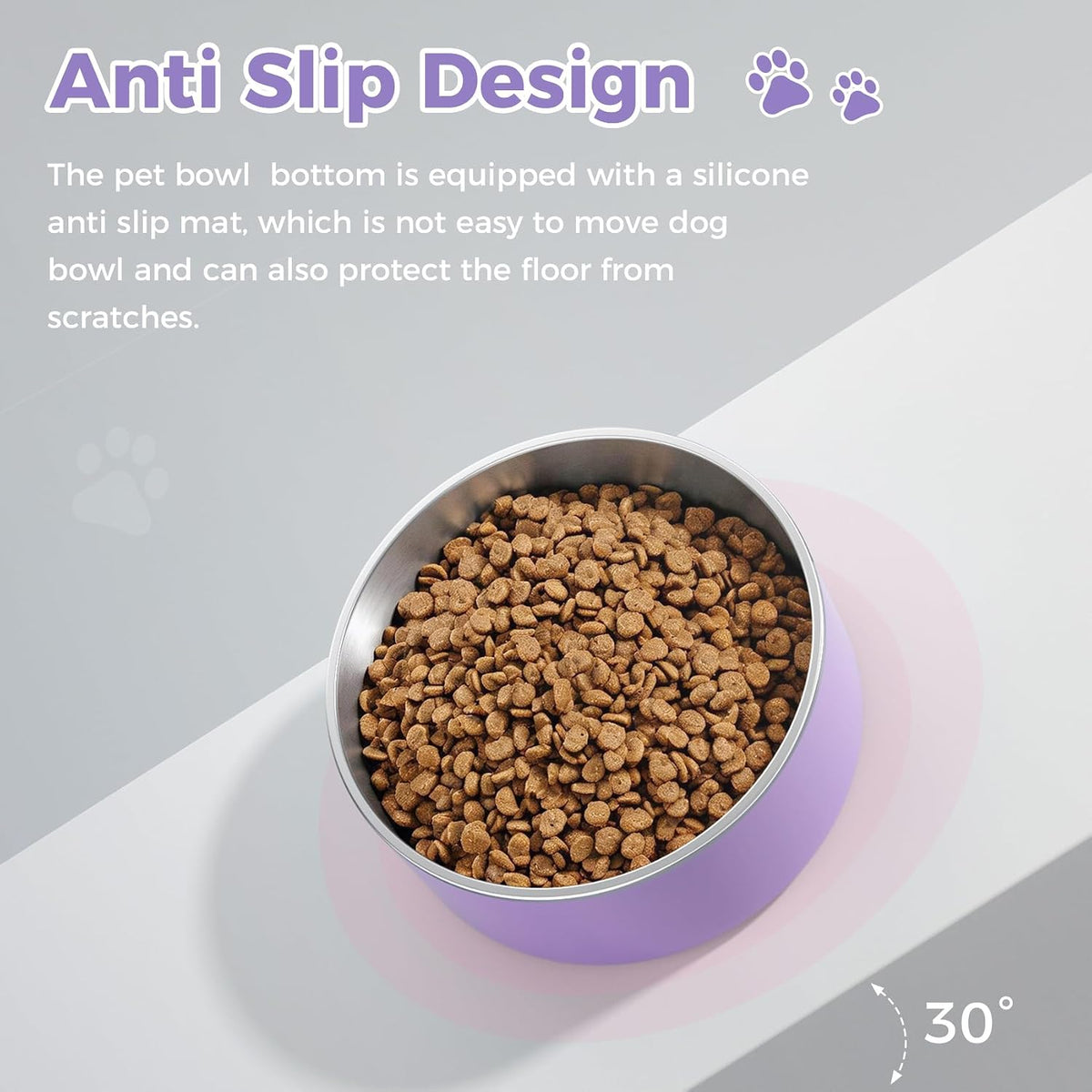 Dog Bowl, Stainless Steel Food and Water Bowl - 40 oz / Light Purple - image 4