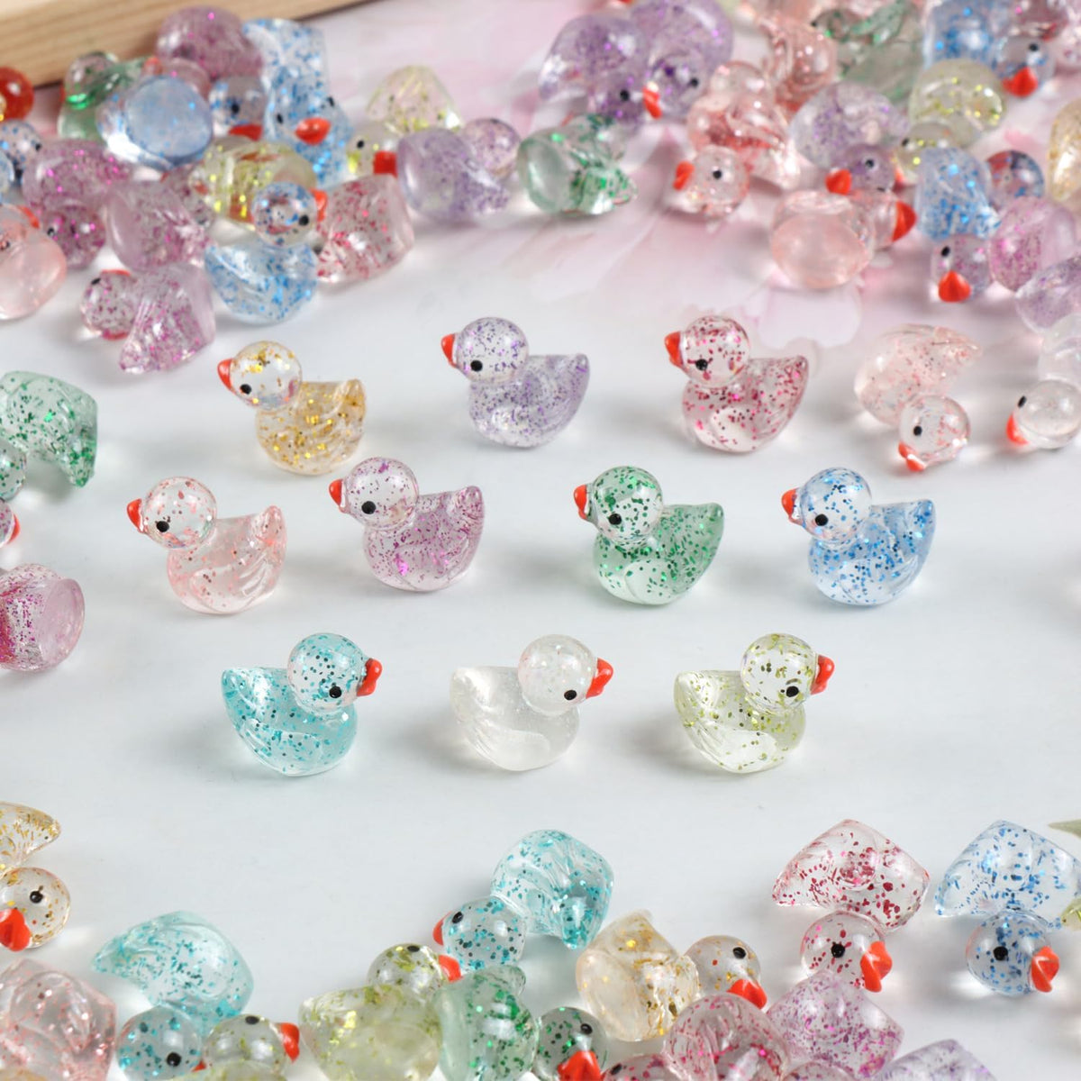 Cidinge 60 Pcs Mini Resin Ducks Luminous Tiny Ducks Miniature Duck - Glitter Ducks - image 2