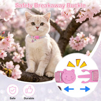 Rhinestone Cat Collar Breakaway, Bling Sparkly Diamond - Pink / 7"-9" For Cats - image 3