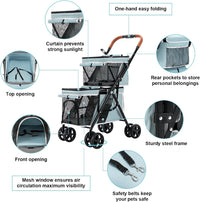 Double Pet Stroller for 2 Dogs & Cats, Double-Decker, Blue – Essentials for Dogs - Light Blue - image 4