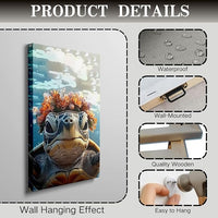 Wivsev Sea Turtle Canvas Wall Art,Under Sea Wall Art,Sea Life Pictures Wall Decor,Ocean Animal Painting for Bathroom,Living Room,Bedroom (16" x 24" x 3 pcs)