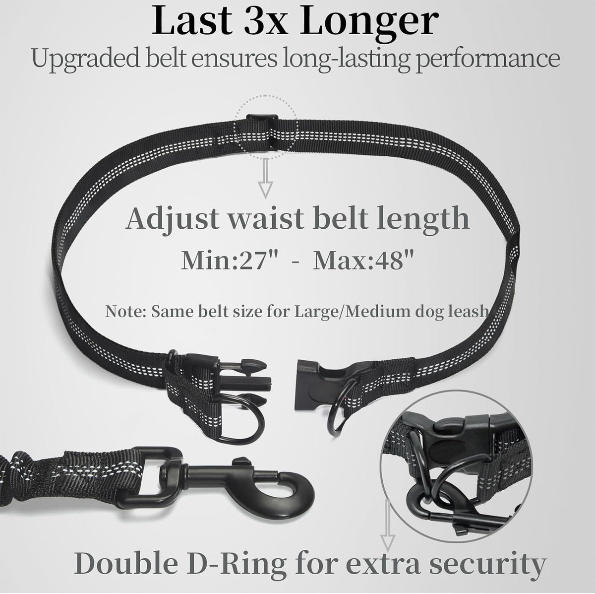 Hands Free Dog Leash with Zipper Pouch - Red / Large - image 4