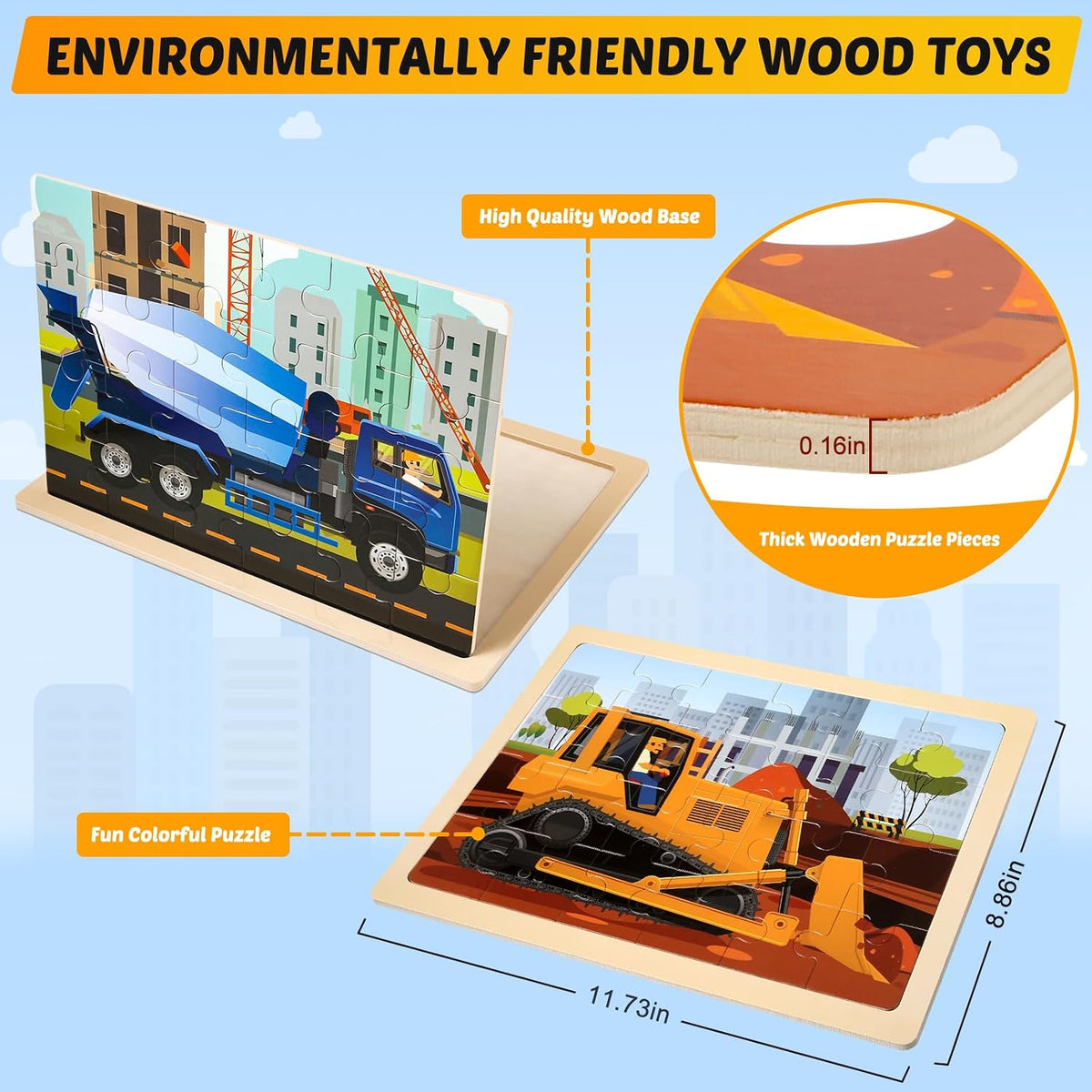 LACCHOUFEE 4-pack wooden puzzles for kids ages 3 to 5 - view 12