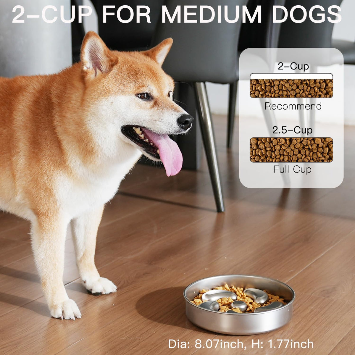 Feedoo Slow Feeder Dog Bowl-2Cups for Medium Breeds - Spiral-1Pack / M 2~2.5Cups - image 2