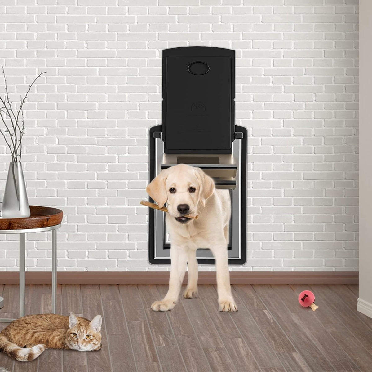 ClawJaw Small Exterior Wall Steel Cat Door for Wall – Essentials for Cats - Black / Small - image 4