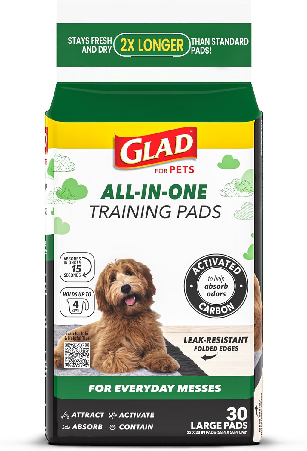 Glad for Pets, Activated Carbon Disposable, Dog Pee Pads - Large / 30.0