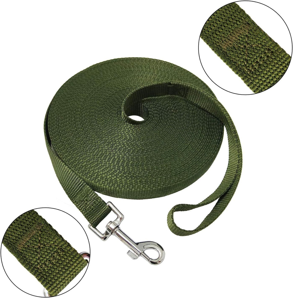 Nylon Training Dog Leash for Small Medium Large Dogs, Camping - Green / 1" x 100ft - image 2