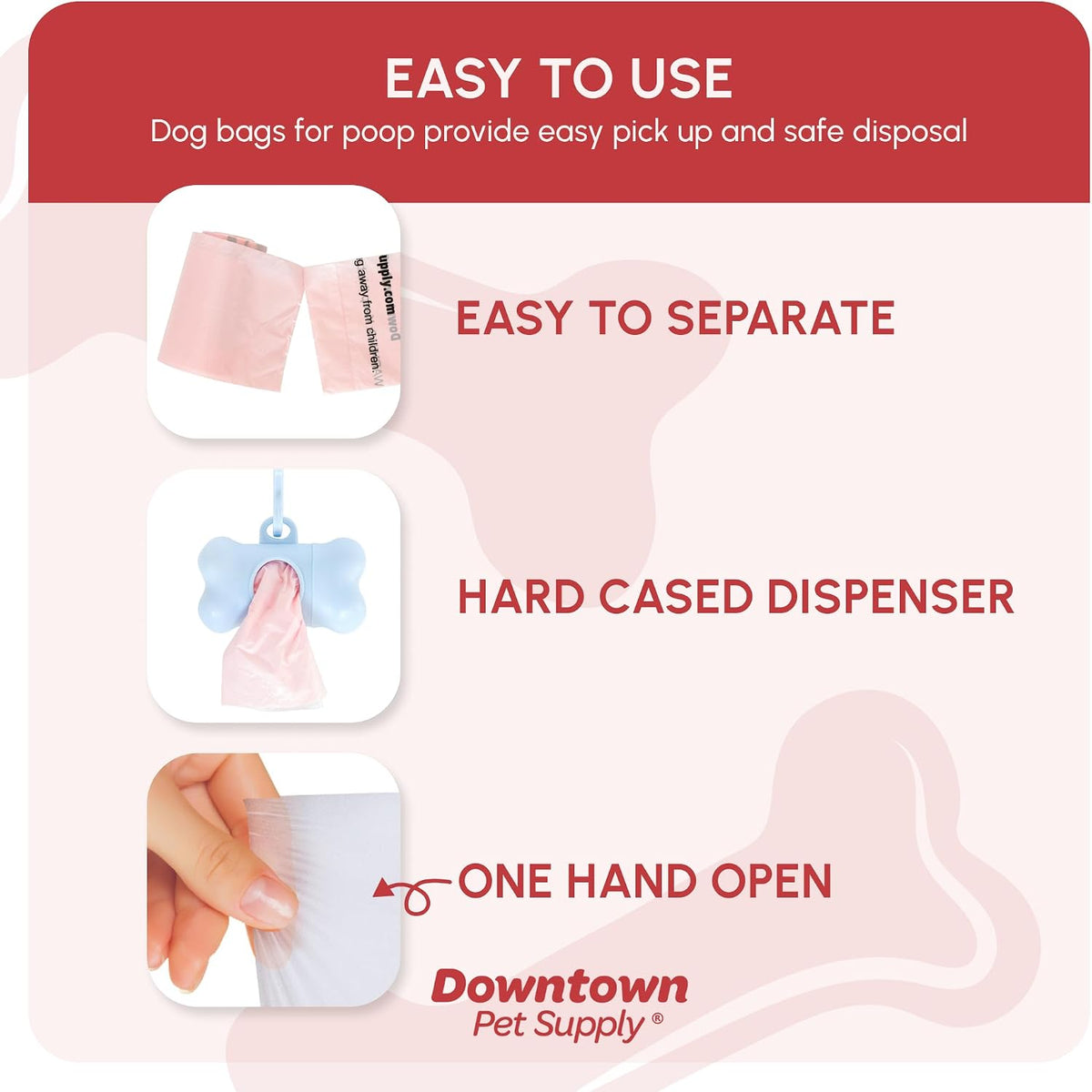 Downtown Pet Supply Poop Bags for Dogs with Dispenser - 180 Count (Pack of 1) / No Scent - image 3