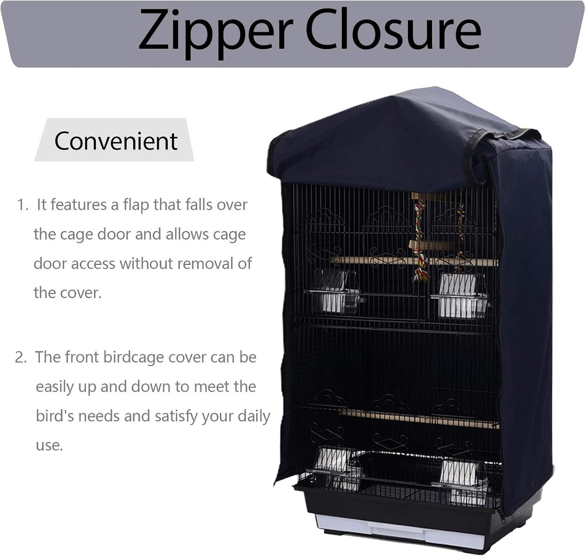 QBLEEV Bird Cage Covers, Breathable Blackout Birdcage Covers for Night – Essentials for Birds - Blue / 14.1"L X 18.5"W X 35.4"H - image 2