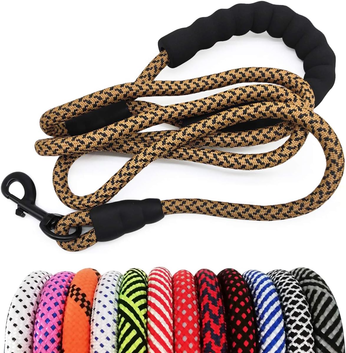 MayPaw Rope Dog Leash, Thick Leash for Medium Large Dogs - brown / 1/2" * 6'
