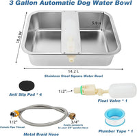 YUEPET 3 Gallon Auto Dog Water Bowl Dispenser Outside Automatic Water Dispenser for Large Dogs Stainless Steel Auto-Fill Dog Waterer Feeder with Float Valve for Pets Indoor Outdoor Use