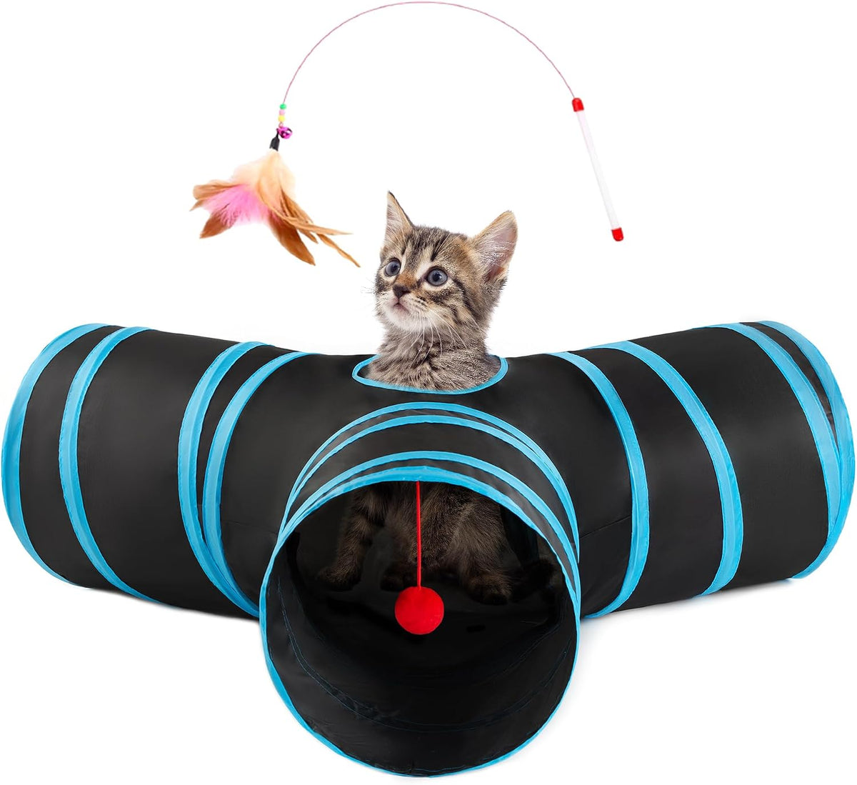 Love's cabin Cat Tunnel for Indoor Cats - Black&Blue / S (23.6"x13"x11")