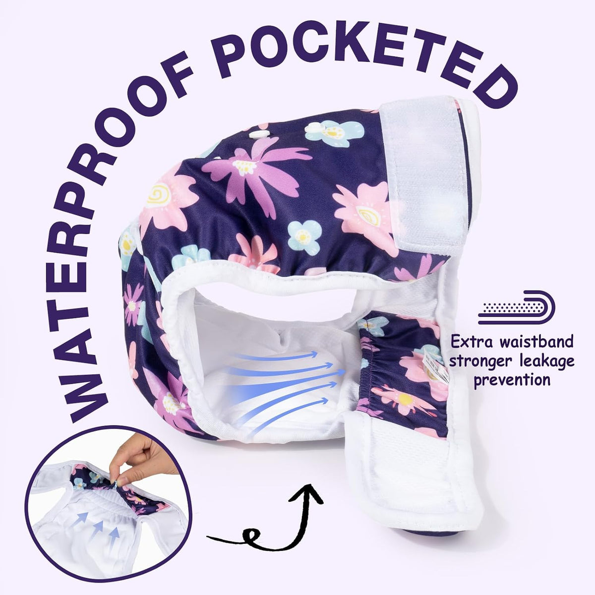 Pet Soft Washable Female Diapers Female Dog Diapers - Bloom / X-Small:7.5''-10'' - image 4