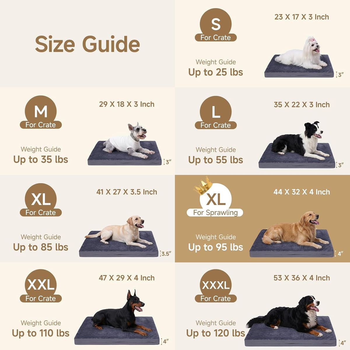 Waterproof Dog Crate Bed Pad - Dark Grey / 44"W x 32"L x 4"H - image 2