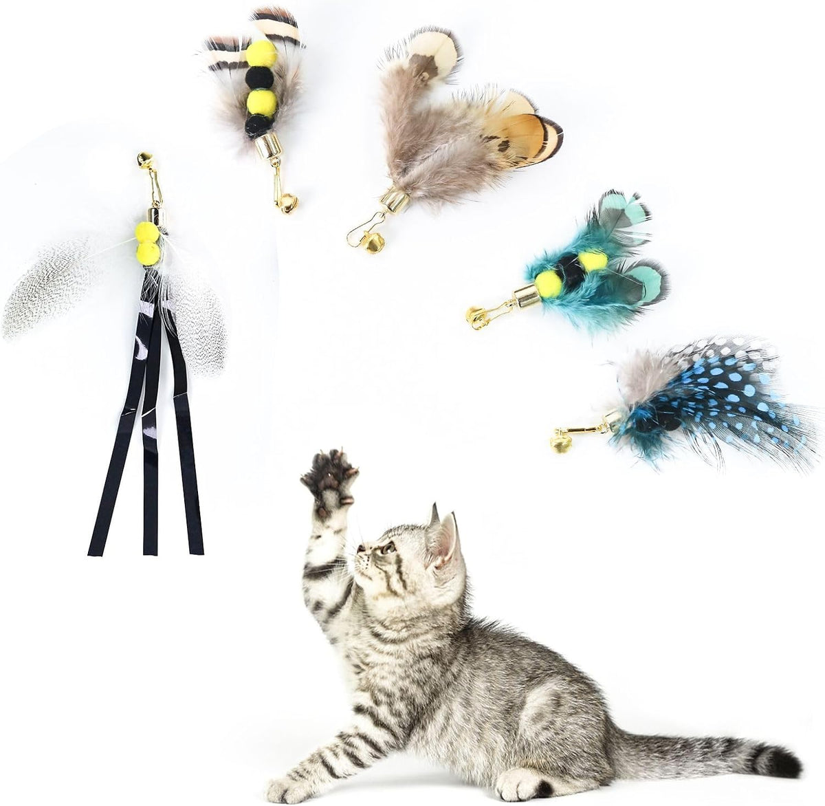 Cat Insect Feather Toys Replacement Cat Toy Wand Refills - Style 7 - image 4