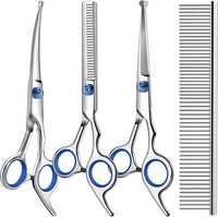 Professional 4 in 1 Dog & Cat Grooming Scissors Kit with Safety Round