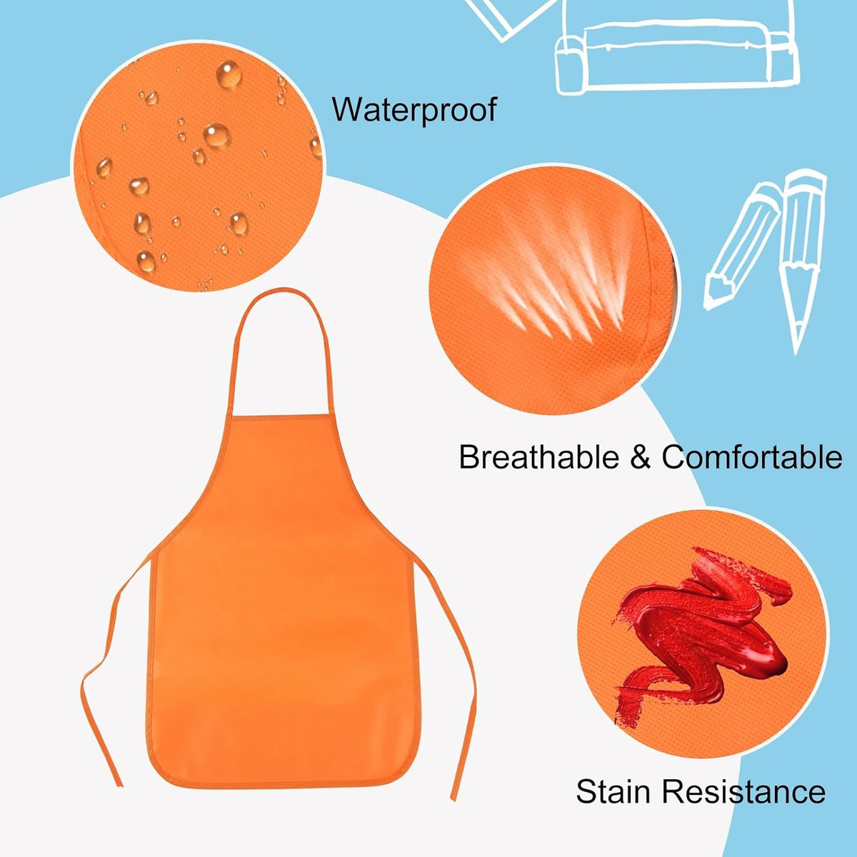 PLULON 8 Pcs Colorful Apron Kids Aprons for Painting Cooking Art Smock – Fun for Kids & Family - Multicolor / 20 - image 3