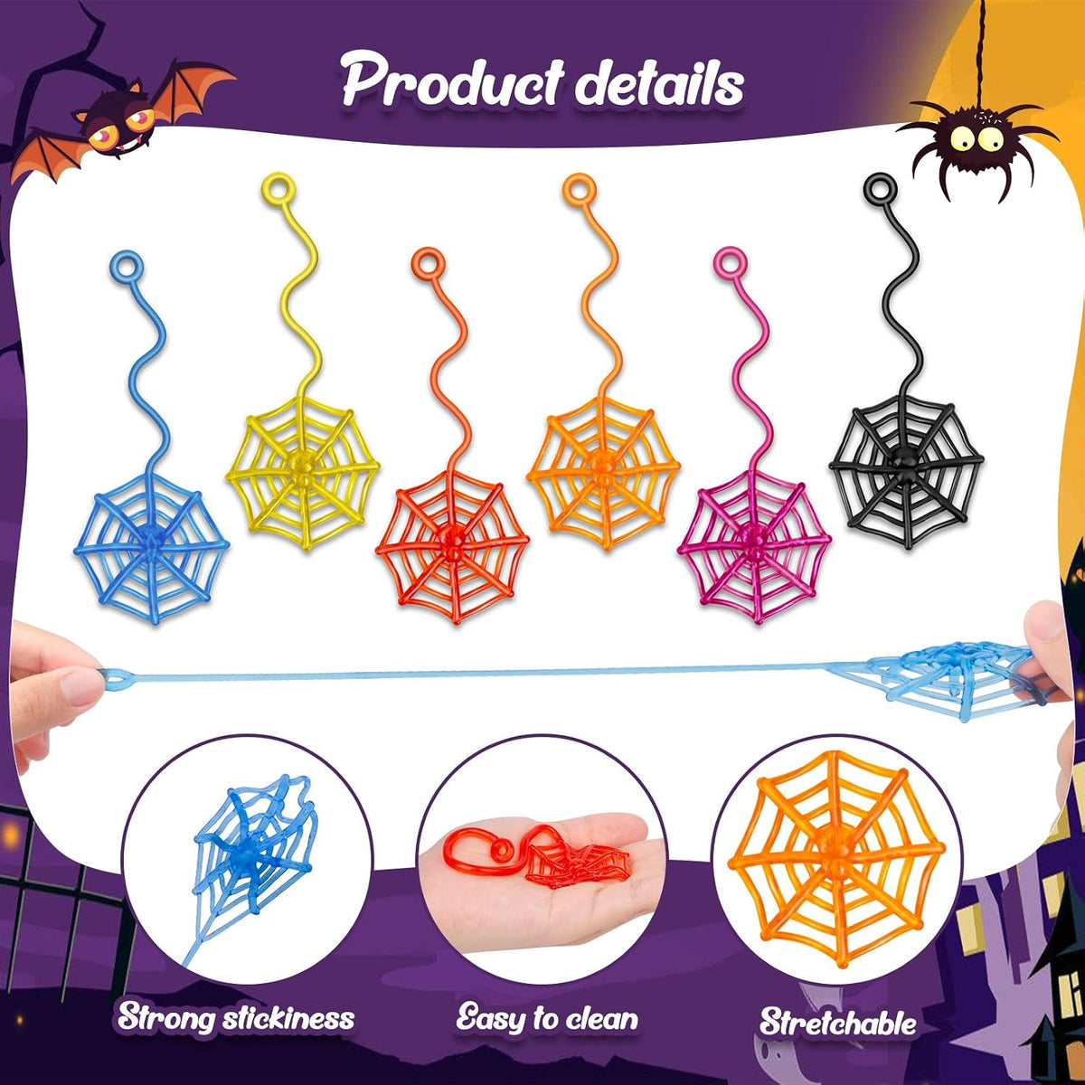 30 Pcs Sticky Spider Web Sticky Hands for Kids Bulk Halloween Party - Spider Web - image 4