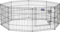 MidWest 30-Inch Exercise Pen, Single Door, 16 Sq Ft Play Area – Essentials for Dogs - Black w/ Door / 24" H