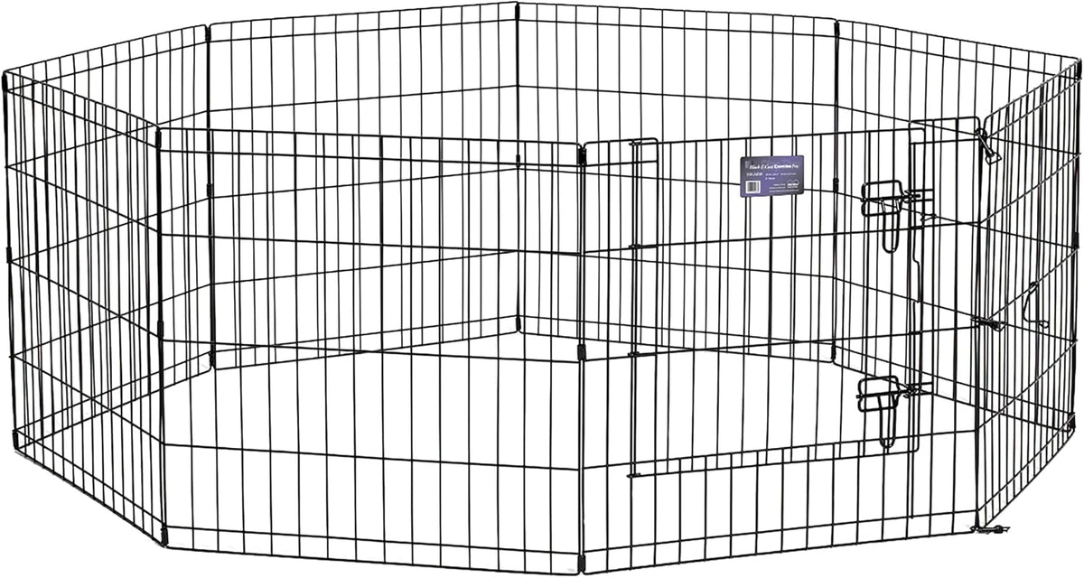 MidWest 30-Inch Exercise Pen, Single Door, 16 Sq Ft Play Area – Essentials for Dogs - Black w/ Door / 24" H