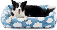 JOEJOY Cute Dog Bed Medium Size Dog - Cozy Clouds Blue / M (30"x24"x8")