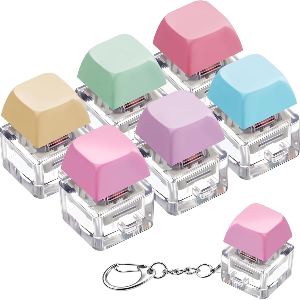 6 Pcs Keyboard Fidget Toy Keyboard Fidget Keychain - Macaron / Classic / 6
