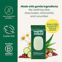 Earth Rated Pet Wipes for Dogs and Cats, Hypoallergenic, 3-in-1 Cleaning, Deodorizing and Hydrating, for Grooming Paws, Body and Butt, New White Tea and Basil Scent, 100 Count