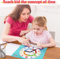 Large Magnetic Dry Erase Learning Clock for Kids Learn to Tell Time - Light Blue - image 3