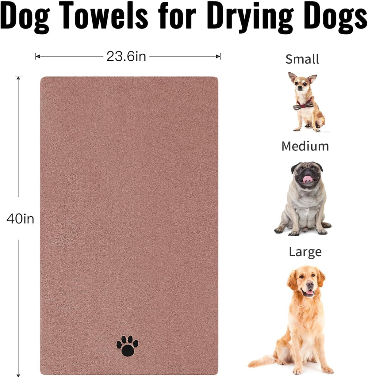Puomue 2 Pack Microfiber Dog Towels for Drying Dogs - Brown / 40 x 23.6 inches - 2 Pack - image 3