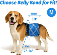 Pet Soft Dog Belly Bands - Washable Dog Diapers Belly Band for Male Dogs, Reusable Male Dogs Wraps - Blue Plaid / Medium (12''-14'') - image 2