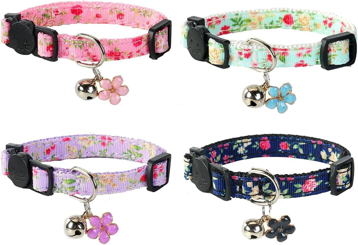 Yizepet Cat Collars with Bells, Breakaway Kitten Collar - flower - image 2