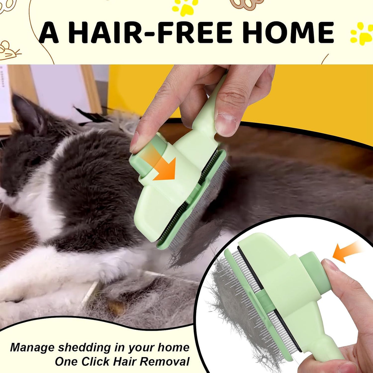 Self cleaning cat comb with one-click hair release button for cats and small dogs - view 3