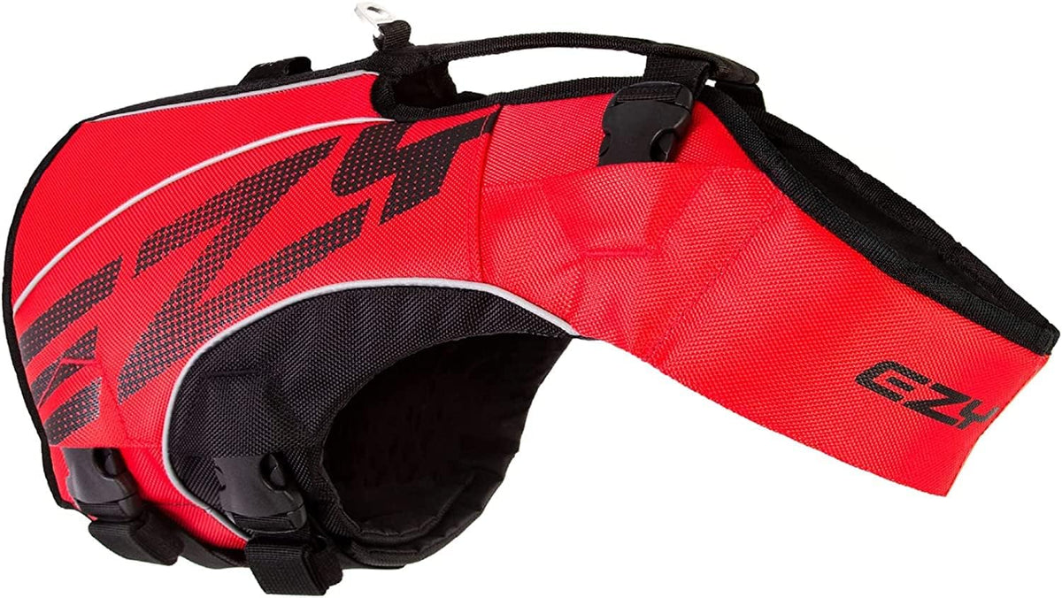 EzyDog DFD X2 Dog Life Jacket, Grab Handle, Reflective Trim - Red / 4XS