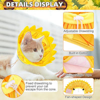 KOOLTAIL Cat Costume Cone Collar Soft, Adjustable Cat Cones to Stop Licking, Foldable Donut Water Resistant Pet Recovery Neck E Collars After Surgery,Elizabethan Collar for All Breeds Cats,Sunflower M