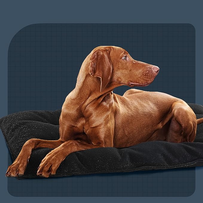 MABOZOO Chew Proof Indestructible Dog Beds for Aggressive Chewers,Durable Dog Crate Pad,Washable Tough Pet Mats for Kennel,Black,XL 28x41 in