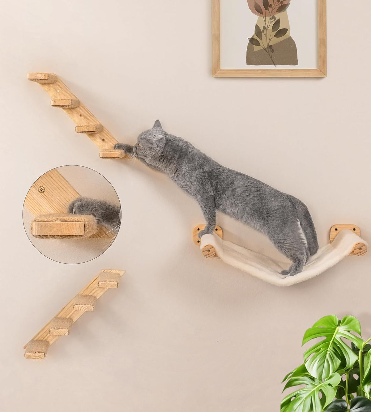Cat Wall Hammock with Floating Hammock - 1 Hammock 2 Stairs - image 2