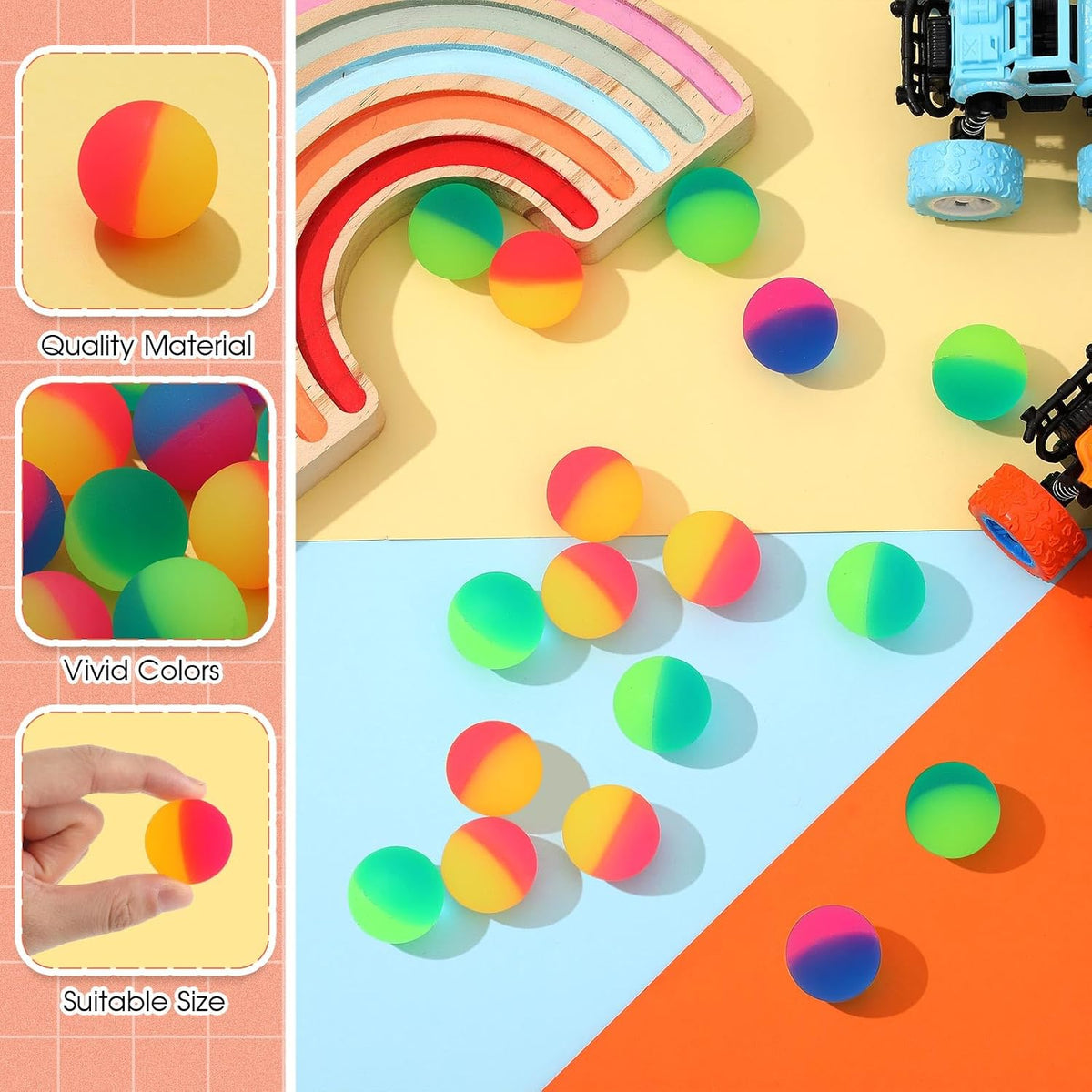 Jenaai 50 pack 45 mm two-color rubber bouncy balls - view 18