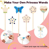Pllieay princess fairy wands craft kit with 18 unfinished wooden wands and diamond stickers - view 6