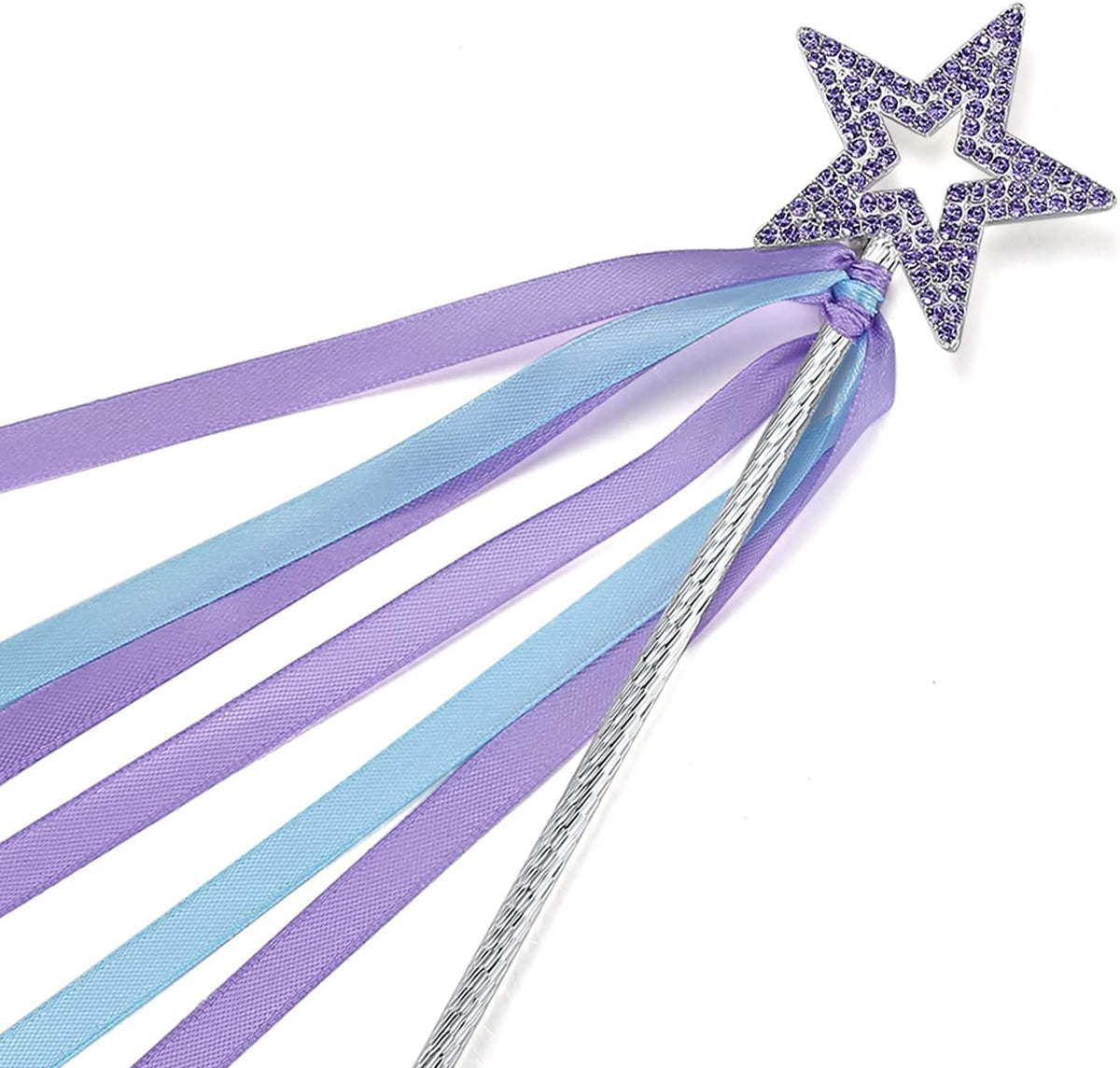Lovelyshop Crystal Metal Star Fairy Wand with Ribbon - Blue/Purple