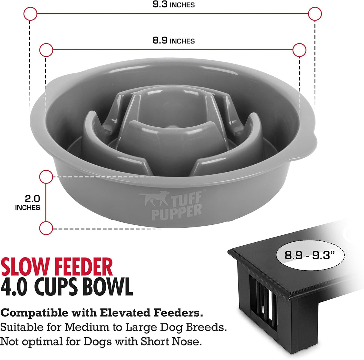 Tuff Pupper Slow Feeder Insert Bowl - 4 Cup - 8.9-9.3 Inch Feeder Holes - image 3