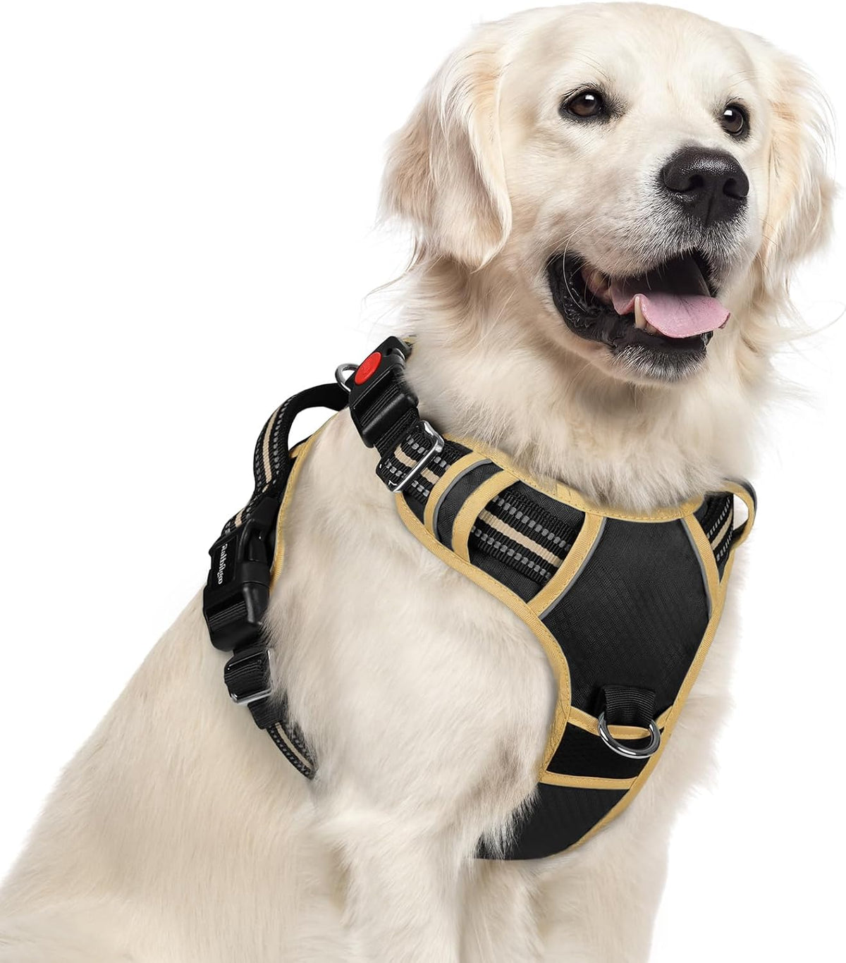 rabbitgoo Dog Harness for Large, No Pull 3 Buckles Easy On & Off – Essentials for Dogs - Black & Khaki / X-Large
