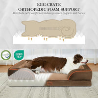 Comfort Expression Large Dog Beds Waterproof Orthopedic Foam Dog Sofa Beds Comfy Pet Bed with Washable Removable Cover & Non-Slip Bottom(Large,Brown)